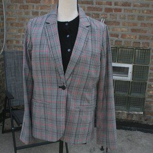 NWOT BLAZER BLACK RED WHITE PLAID SZ 8